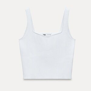Zara Basic Knit White Crop Top